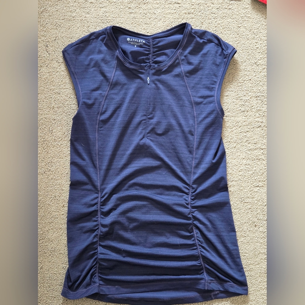 Athleta Women's Navy Sleeveless Ruched Active Top